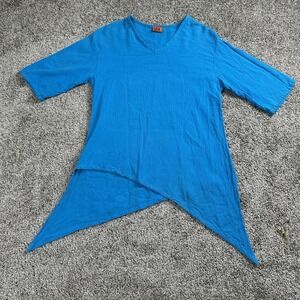 Oh My Gauze Shirt Womens Small Asymmetrical Boho Artistic Lightweight Top Flowy